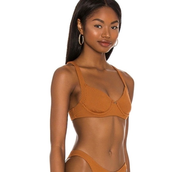 NWOT Vitamin A Demi bikini top chai brown eco ribbed fabric 14017 - Picture 1 of 12